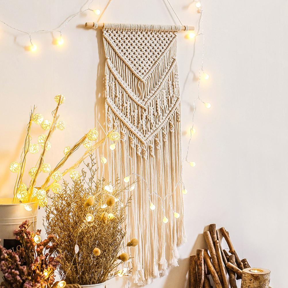 Hanging Woven Tapestry Art Decoration with Tassel for Wedding Bedroom Home Wall Decor