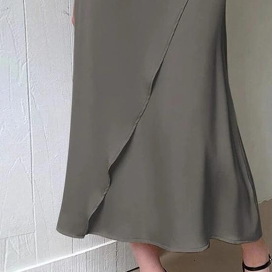 Женская юбка миди с высокой талией, дизайн «рыбий хвост», юбка из искусственного шелка, гладкий сатин, облегающая юбка-карандаш для повседневной носки