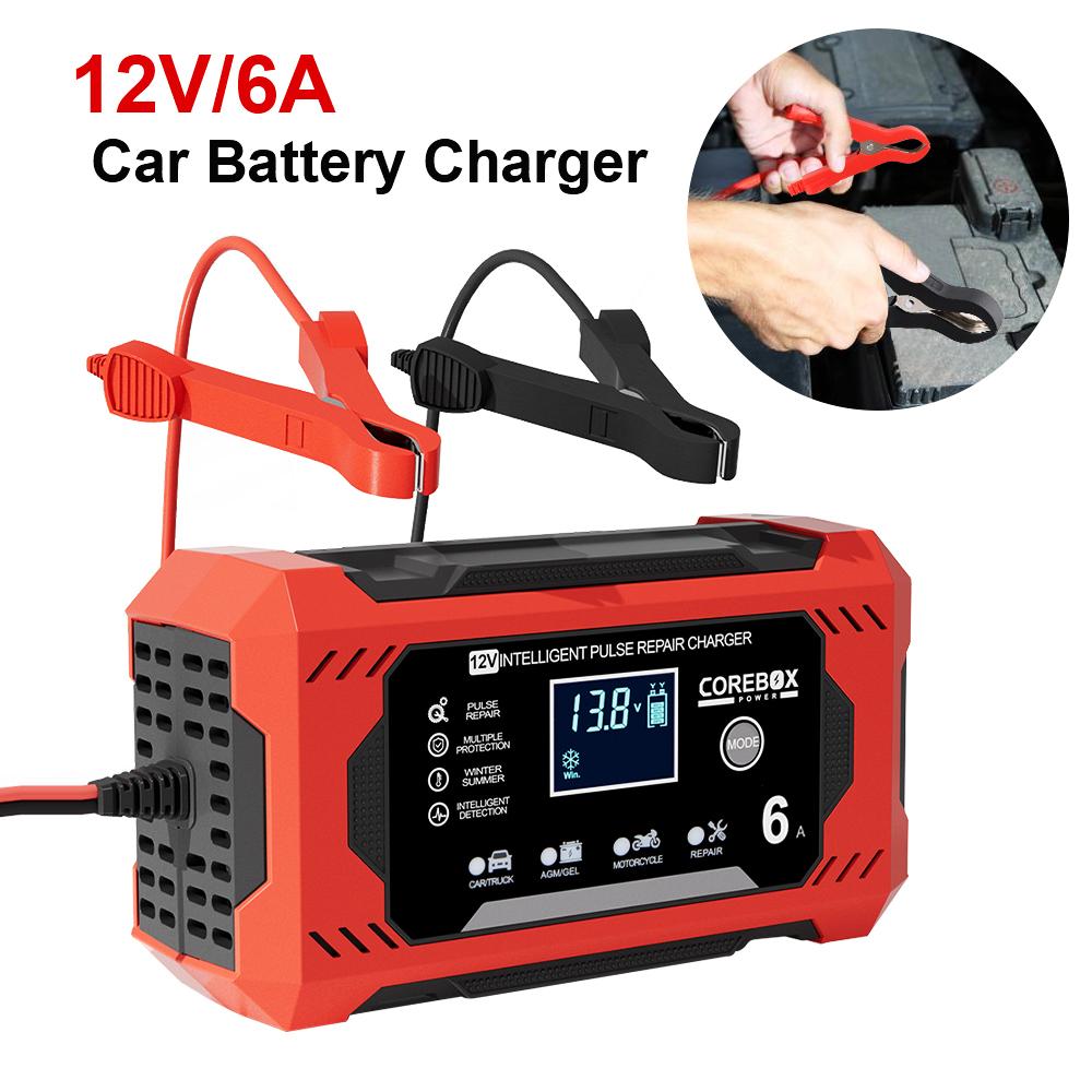 6A 12V Бытовые зарядные устройства для аккумуляторных батарей для AGM, гелевых, свинцово-кислотных аккумуляторов, зарядка, интеллектуальное импульсное восстановление, зарядные устройства для автомобильных аккумуляторов