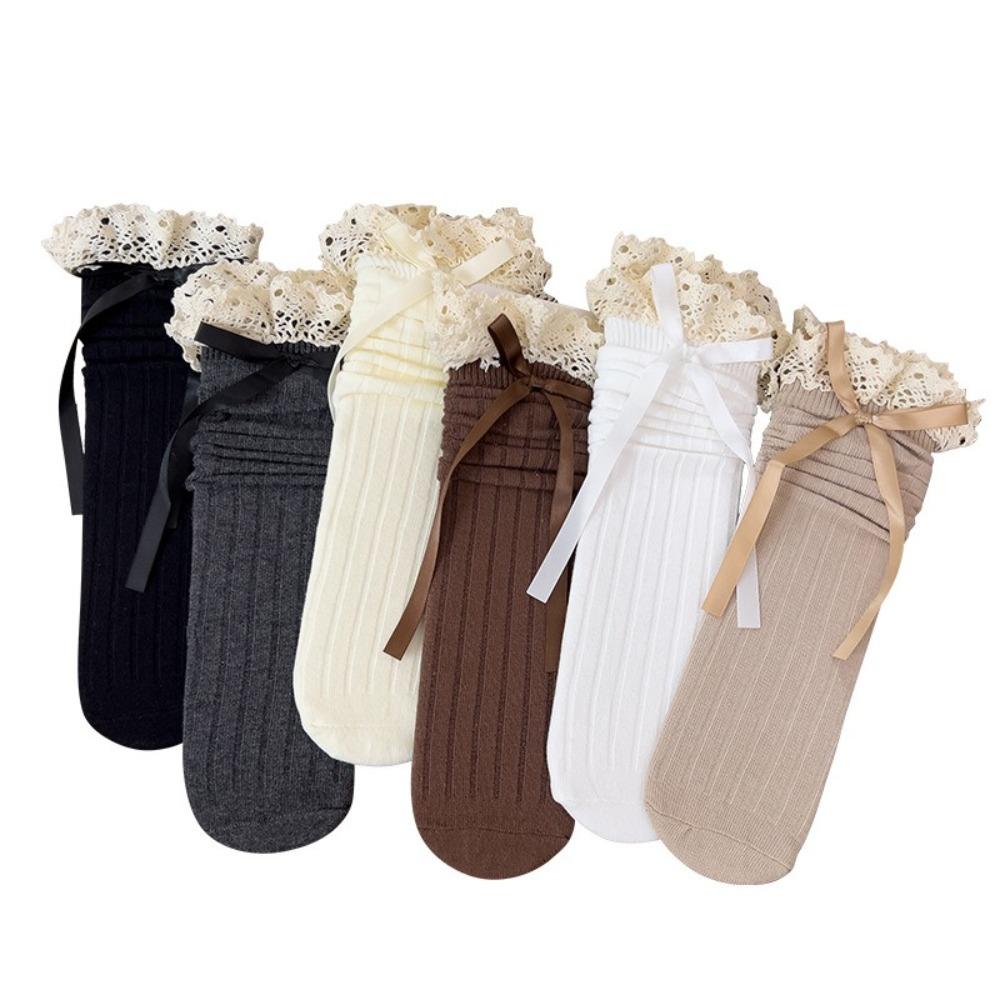 Breathable Winter Compression Stocking Casual Bow Middle Tube Socks Female Hosiery Toddler Girl