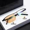 Color Changing Myopia Glasses for Men Anti Blue Light Ultra Light Business Half Frame Men's Glasses Trendy Photochromic Eyewear