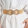 Соломенное плетение Женский пояс на талию с золотой пряжкой Богемный пояс ручного плетения