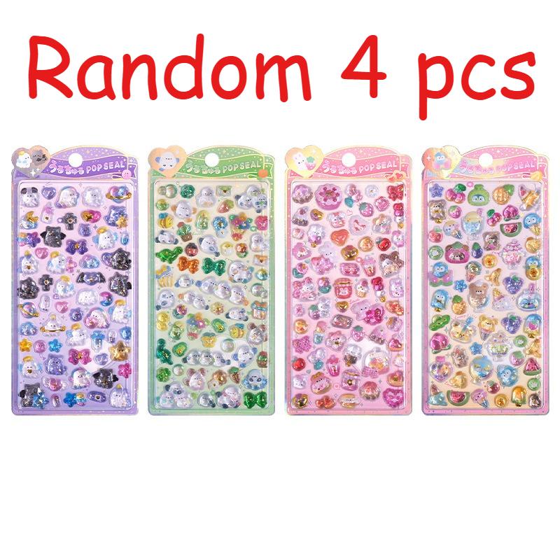 Cute Ghost, Chubby Bird, Strawberry Rabbit & Peach Penguin 3D Embossed Stickers for Kids