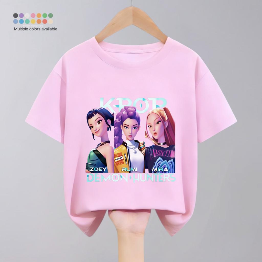 Kpop Охотники на демонов Детская одежда Футболки Летние Новая мода Популярные Топы с коротким рукавом Футболка Детская одежда Повседневные футболки