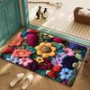 Коврик для пола Быстросохнущий Яркий цвет Цветочный дизайн Нескользящая основа Коврик Ванная комната Гостиная Дверной коврик