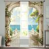 Sea View Sheer Curtains Bedroom Voile Curtain Living Room Window Sheer Curtains Kitchen Tulle Drapes