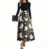 Женские модные повседневные платья с поясом, с длинным рукавом, с круглым вырезом, с принтом на Хэллоуин, элегантные, с темпераментом