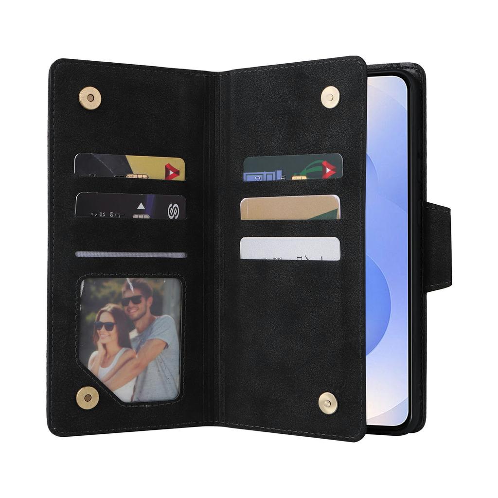 Для Samsung Galaxy S25 Чехол-книжка Edge Кошелек на молнии Кожаная подставка Чехол для телефона Декор заклепками