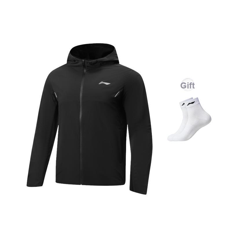 Мужская куртка Li Ning из серии для бега, защитная от солнца, с капюшоном, устойчивая к УФ-излучению, ветрозащитная, водоотталкивающая, куртки AFDW453-1