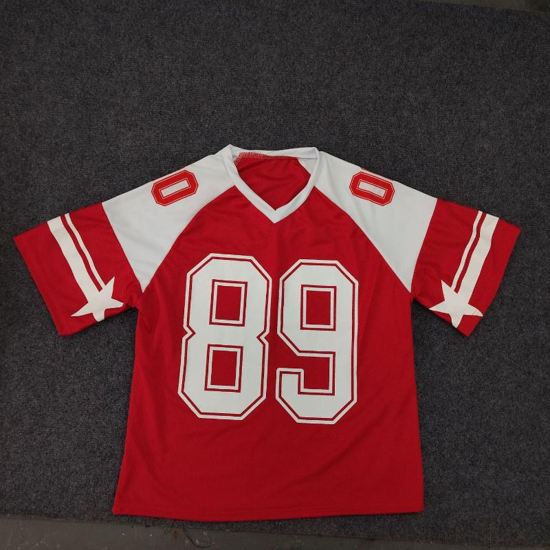 Summer Round Neck Patchwork Contrasting Letter Print Trendy Loose T-shirt