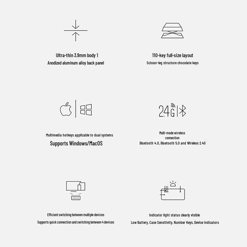 Rapoo E9500G Multi-Mode Wireless Keyboard