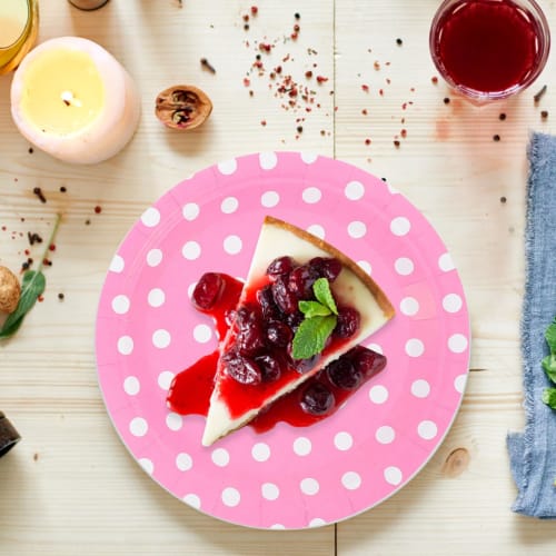 DECHOUS Disposable Paper Plates, 7-inch Dessert and Cake Plates, Paper Plates, Paper Trays, Perfect for Christmas, Parties, and Birthdays (60-Pack, Ra