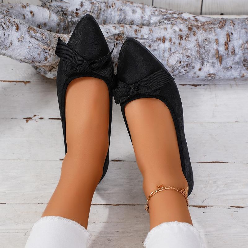 Women's Shoes 2024 Slip On Women's Flats Casual Daily Flats Women Butterfly-knot Pointed Toe Soft Bottom Plus Size Shoes Women
