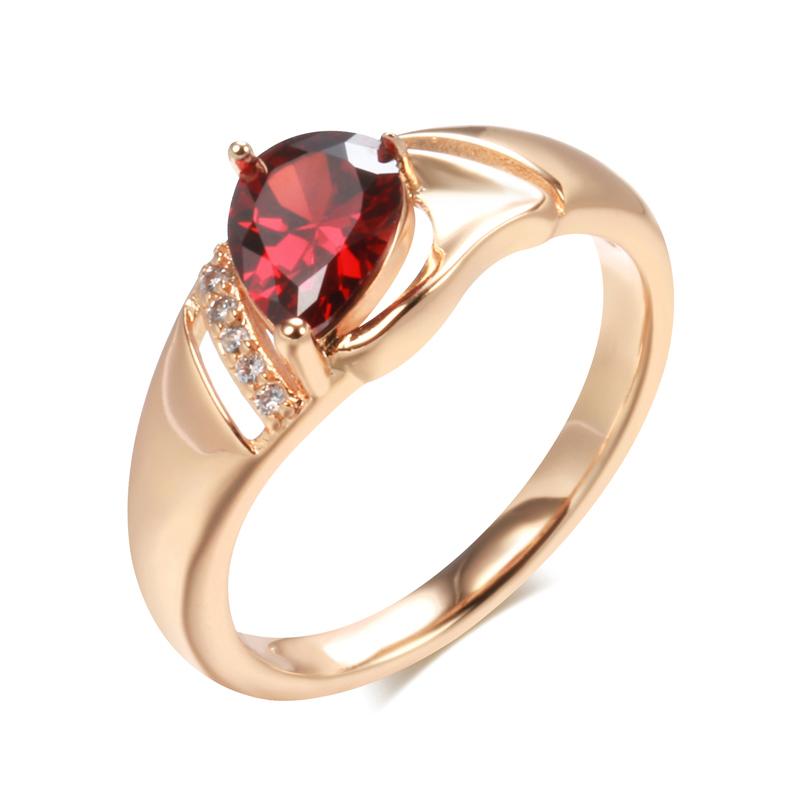Kinel Oval Red Zircon Rings For Women Outdoor Daily Fine Jewelry Gift