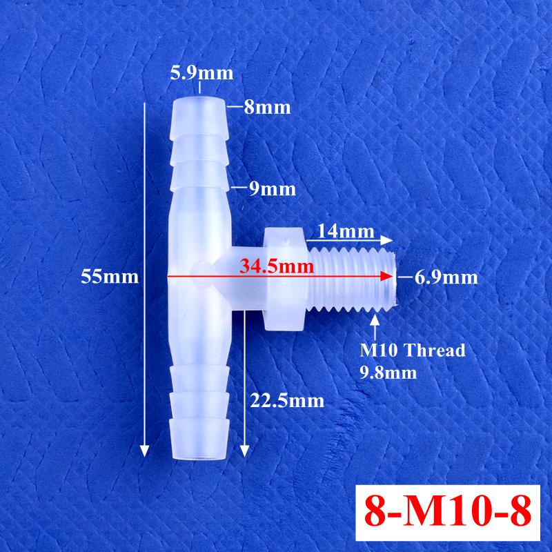 10Pcs/lot M6~M12 Male Thread Tee Connector 2~10mm 3-Ways Connectors Aquarium Tank Hose Pagoda Joints Air Pump Adapter Garden Water Pipe Joint