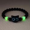 Светящийся браслет с изображением кошки, искусственный агат, гладкие бусины, стразы, декор, регулируемый браслет, светящийся на солнце, для ежедневной вечеринки, свидания