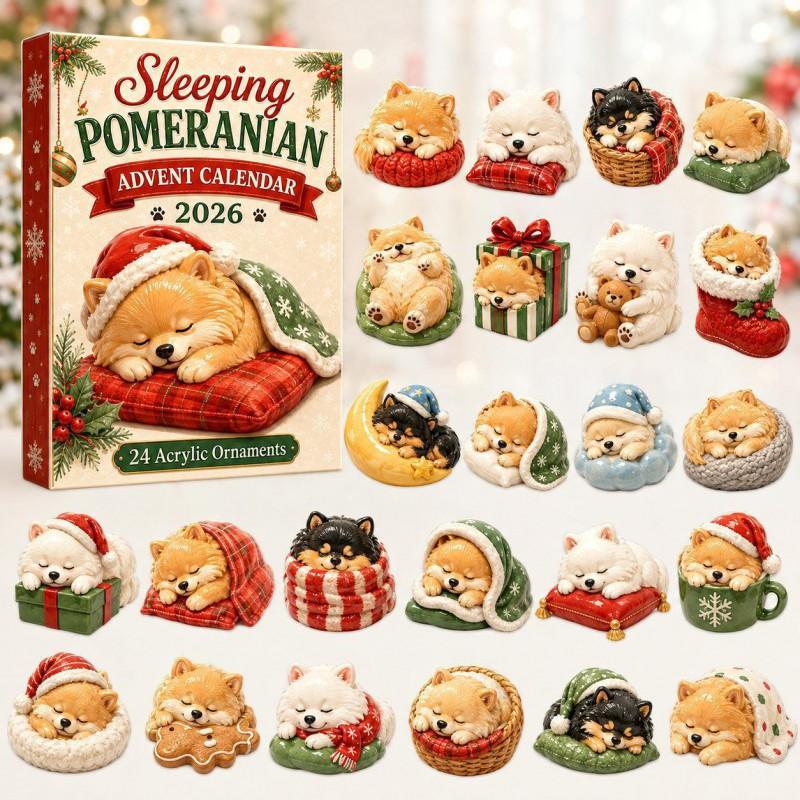 2026 Dog-Themed Christmas Advent Calendar Acrylic Blind Box Gift Kids Adults Decorative Hanging Ornament