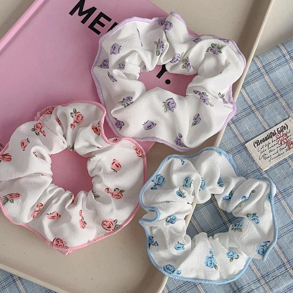 European and American Romantic Flower Elasticity Hair Ties for Women Girls Ponytail Holder Scrunchies Korean Hair Accessories
