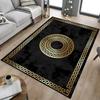 Black and Gold Greek Motif Rug Marble Pattern Carpet Anti-slip Floor Mat Suitable for Living Room Bedroom and Home Decoration
