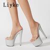 Fashion Liyke Sexy Peep Toe Party Stripper Pole Dance Shoes Extreme High Heels Transparent Slippers Women Platform Sandals Zapatos Mujer