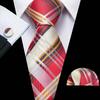 Mens Plaids Ties Formal Silk Necktie Hanky Cufflinks Set for Business Wedding Dating
