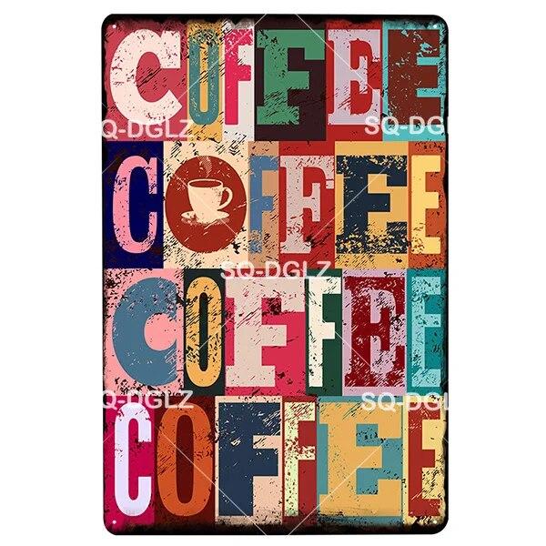 Coffe Metal Sign Plaque Metal Vintage Pub Bar Decor Tin Sign Coffee Shop Plate Poster Home Decor Art Painting Wall Sticker