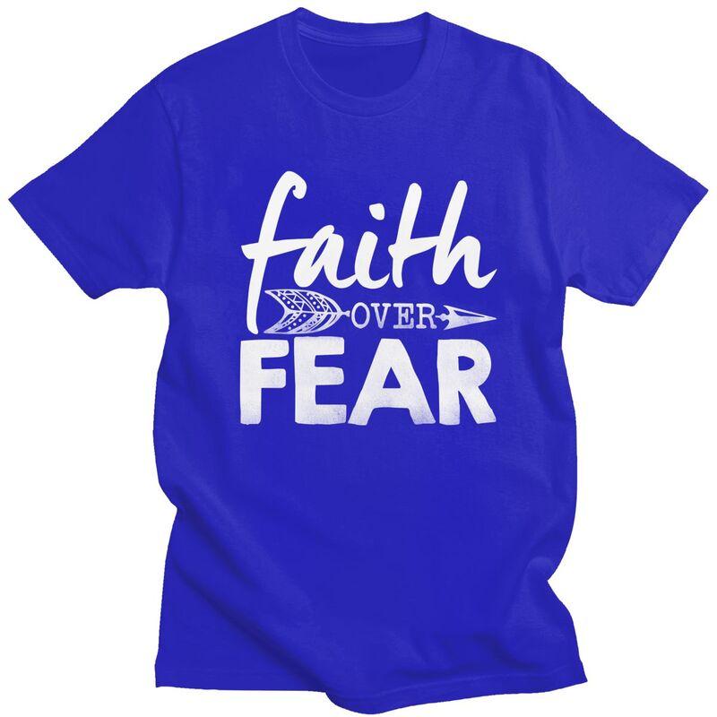 Мужские футболки с принтом 'Вера превыше страха' (Faith Over Fear) Христианская стрела, Хлопок, Футболки, Одежда