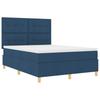 LED Box Spring Bed with Mattress Blue 140 x 190 cm Fabric