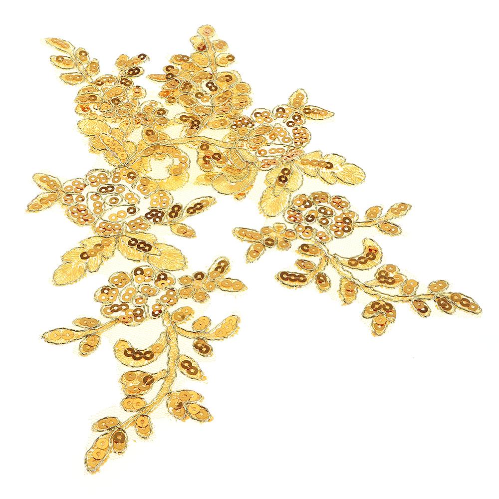 2Pairs Gold Embroidery Lace Bridal Sewing Crafts