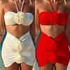 Women's Swimwear Three Piece Bikini High Waist Women's Swimwear Flower Beachwear