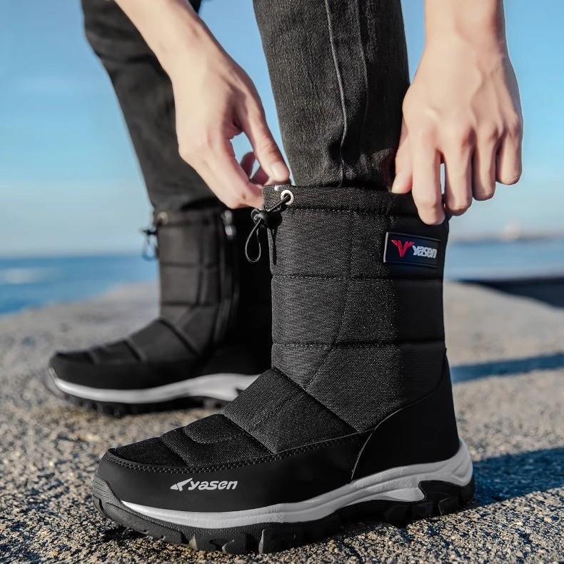 Мужские зимние утепленные шерстяные водонепроницаемые удобные теплые до -40° легкие водонепроницаемые нескользящие ботинки на толстой подошве для походов и снега