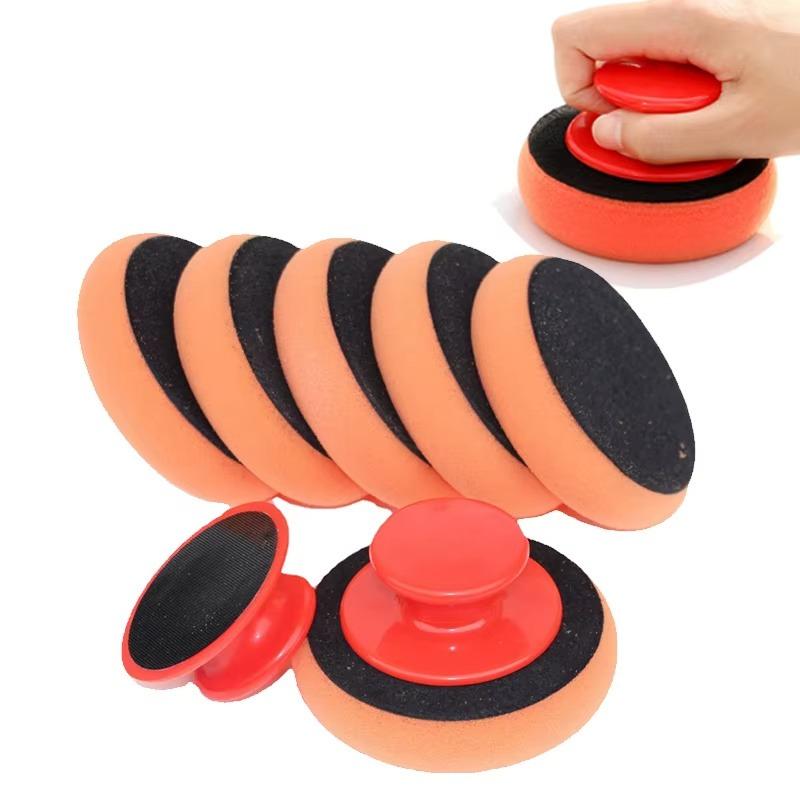 Car Wax Applicator Pads Set With Red Handle Soft Sponge Applicators Foam Wax Pad For Polishing And Cleaning Cars
