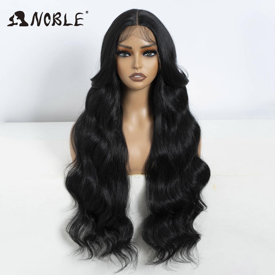 Элегантная синтетическая кружевная парика Body Wave с кружевной передней частью для женщин 30" Омбре Блонд Кружевной фронтальный парик Термостойкое волокно Косплей парик