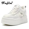 Fujin 6 см Натуральная коровья кожа Удобные дышащие кроссовки Вулканизированные толстые блочные туфли на танкетке для скейтбординга