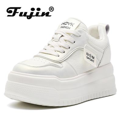 Fujin 6 см Натуральная коровья кожа Удобные дышащие кроссовки Вулканизированные толстые блочные туфли на танкетке для скейтбординга