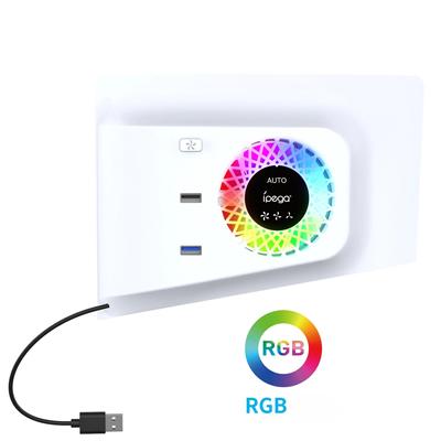 Вентилятор охлаждения RGB с защитной пластиной для PS5 Slim Digital/Disc, автоматическая регулировка скорости с помощью датчика температуры, 3 ручных скорости вентилятора и концентраторы USB3.0, система охлаждения