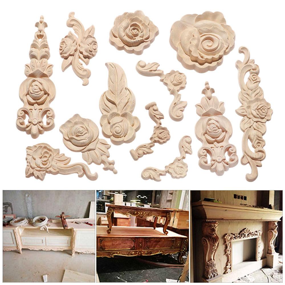 Части Европейский Деревянный Резной Угол Аппликации Рамка Резьба По Дереву Декоративные Деревянные Фигурки Ремесла