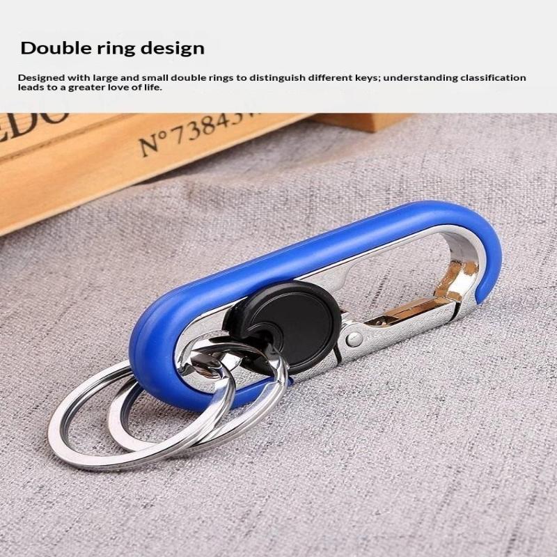 Men'S Double Ring Keychain Fashion Business Key Holder Metal Key Buckle Car Styling Accessory Gift