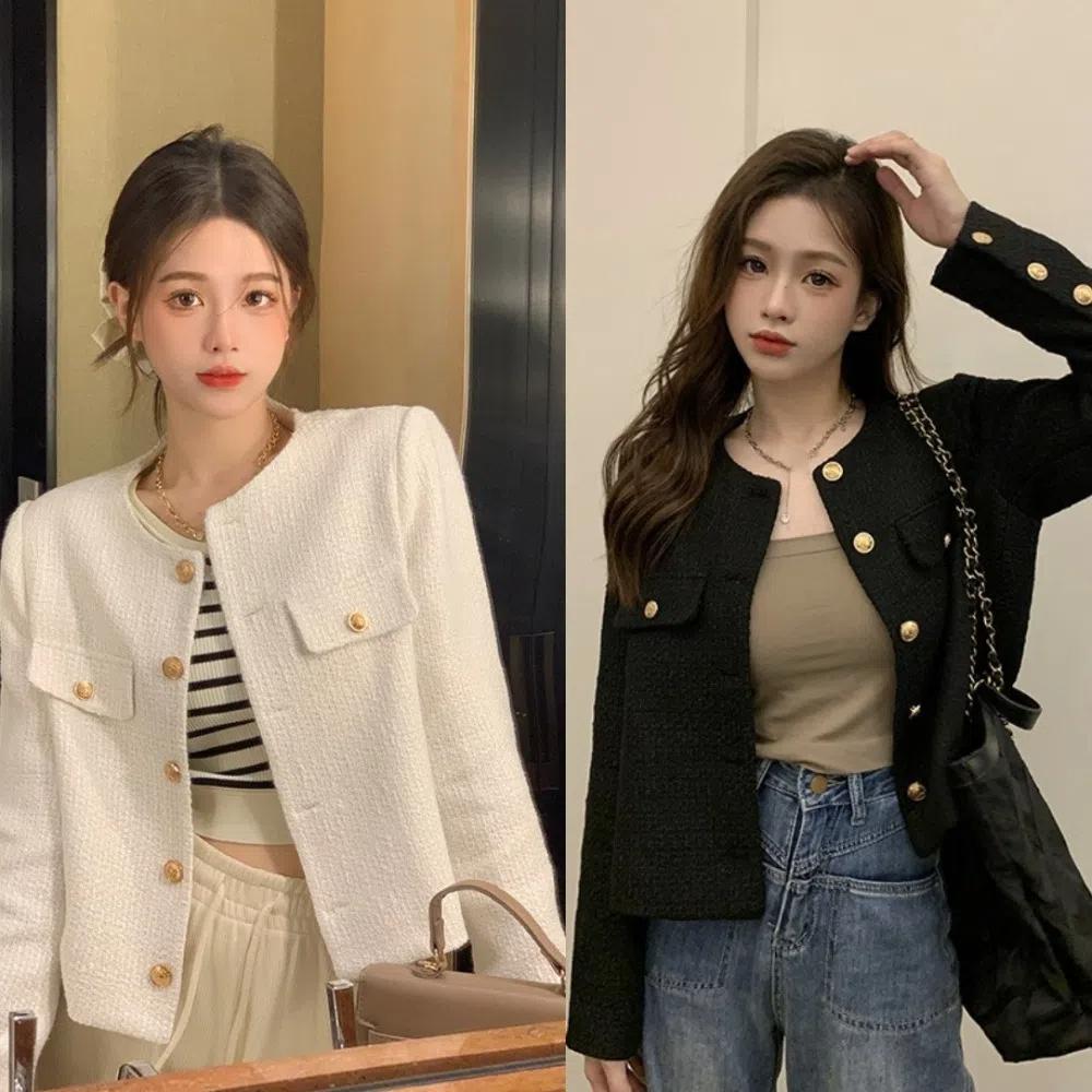 Женская винтажная верхняя одежда на пуговицах, с длинным рукавом, элегантные короткие пальто, модный кардиган, весна-осень