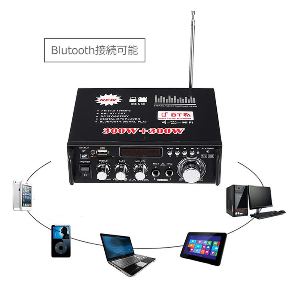 MIFO Digital Amplifier Audio Amplifier Maximum Output 600W High Power Deep Bass Adjustment HiFi Microphone Input Compatible LP298A (300W+300W)