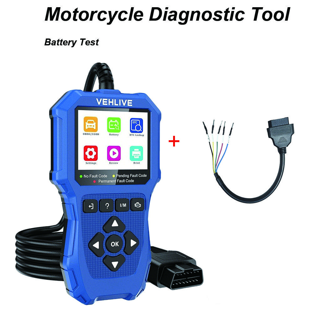 Motor OBD2 Scanner Fault Code Reader Vehicle Motorcycle OBDII Diagnostic Tools Voltage Charging Test for Yamaha Honda Suzuki BMW