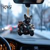 Lightweight Backpack Keychain Puppy Riding Motorcycle Car Pendant, 2D Flat Acrylic Rearview Holiday Gift for Dog Lovers Mirror Hanging Charm,