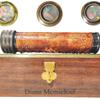 Custom Multicolor Brass Kaleidoscope with Leather and Wood Box Personalized Gift for Dads Men Women, Kids Birthdays, Christmas Decor(Orange)
