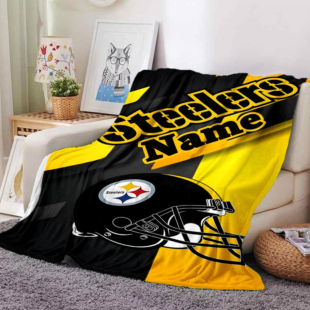 Custom Name Pittsburgh Steelers Gear Party Blanket For Couch Bed Plush Cozy Fuzzy Blanket Super Soft Warm Blankets For Fall And Winter 0916175