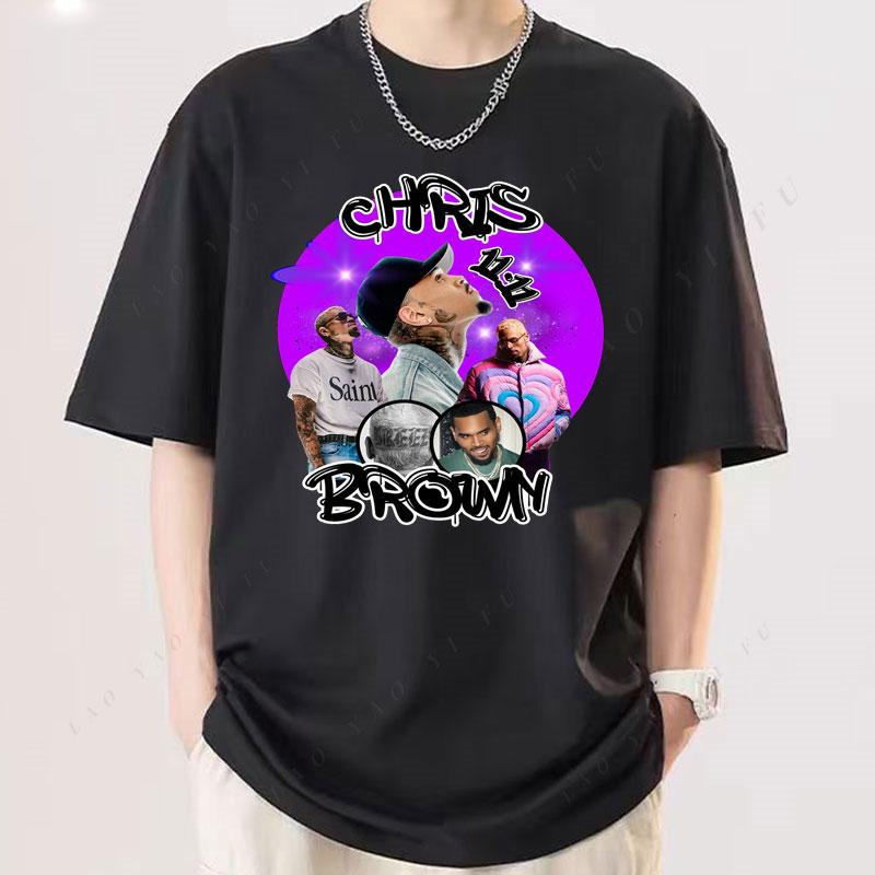 Футболка Playera Chris Brown Breezy Унисекс Подарок фанату Уличная одежда Музыкальный альбом Графические футболки Харадзюку С круглым вырезом