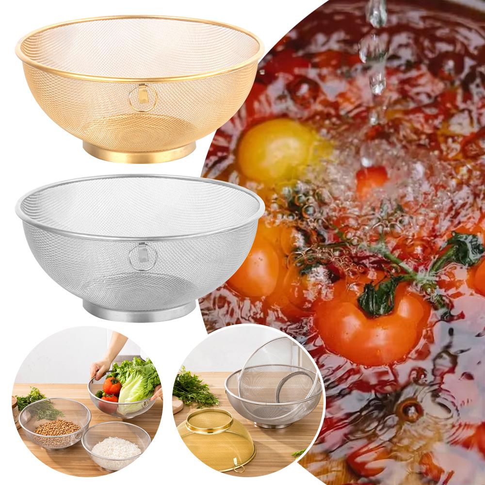 Stainless Steel Mesh Colander Multi-function Washing Rice Bowl New Strainer Basket