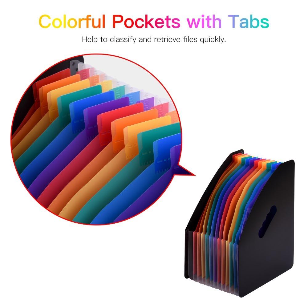 12 Pockets File Organizer Portable File Rack Self Standing Document Organizer Home Office