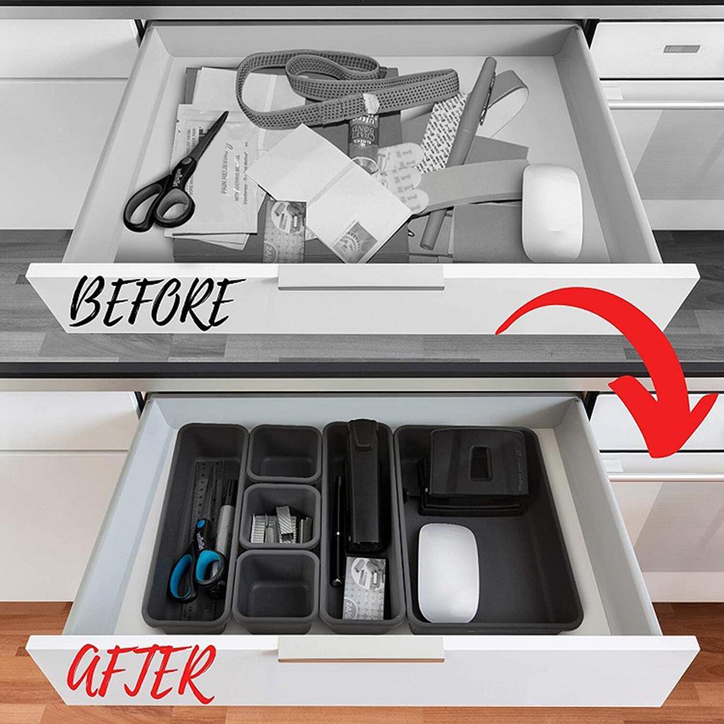 8Pcs Multifunctional Desk Drawer Bins Storage Organizer Trays Cosmetic Dividers