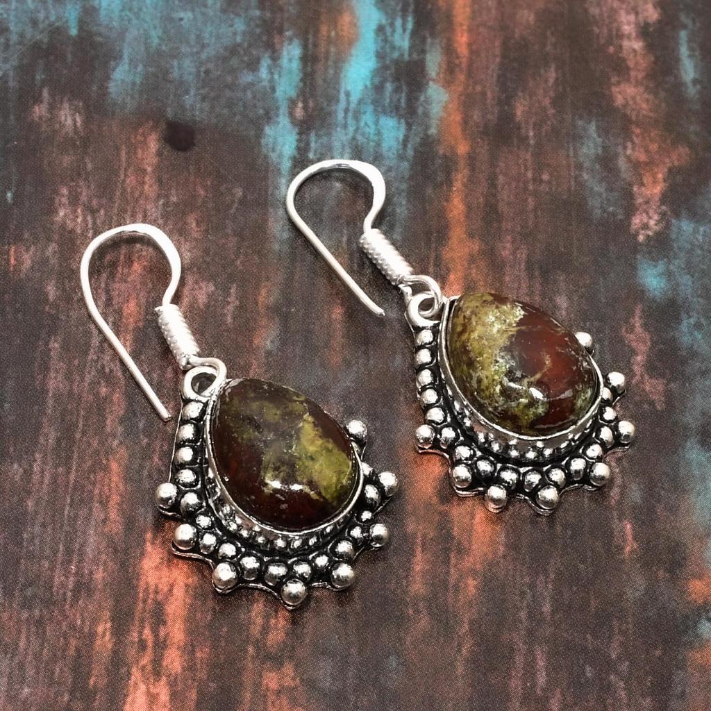 Ювелирные изделия из сережек из стерлингового серебра 925 пробы с драгоценным камнем «Кровь дракона» ручной работы для женщин