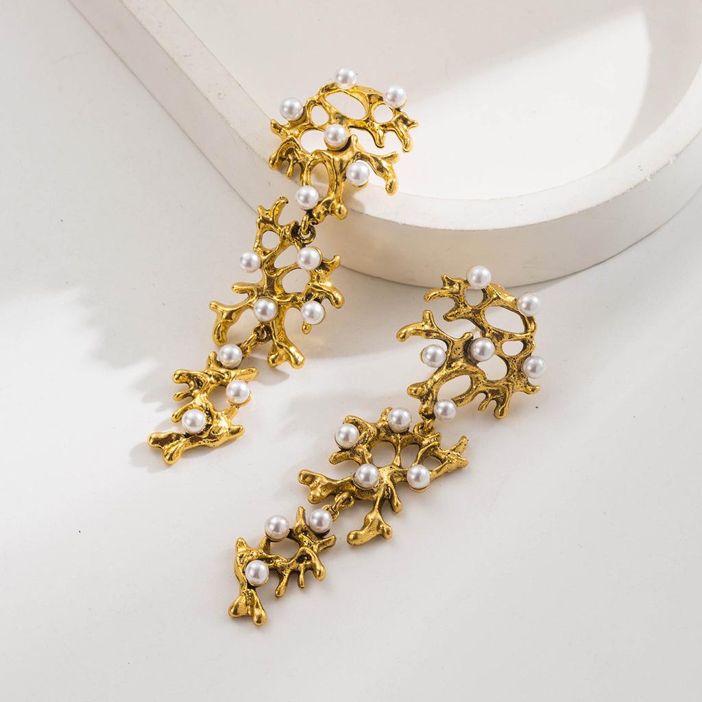 Бирюзовые длинные серьги в богемном этническом стиле, серьги-пусеты, винтажные серьги с кисточками, инкрустированные жемчугом, для женщин